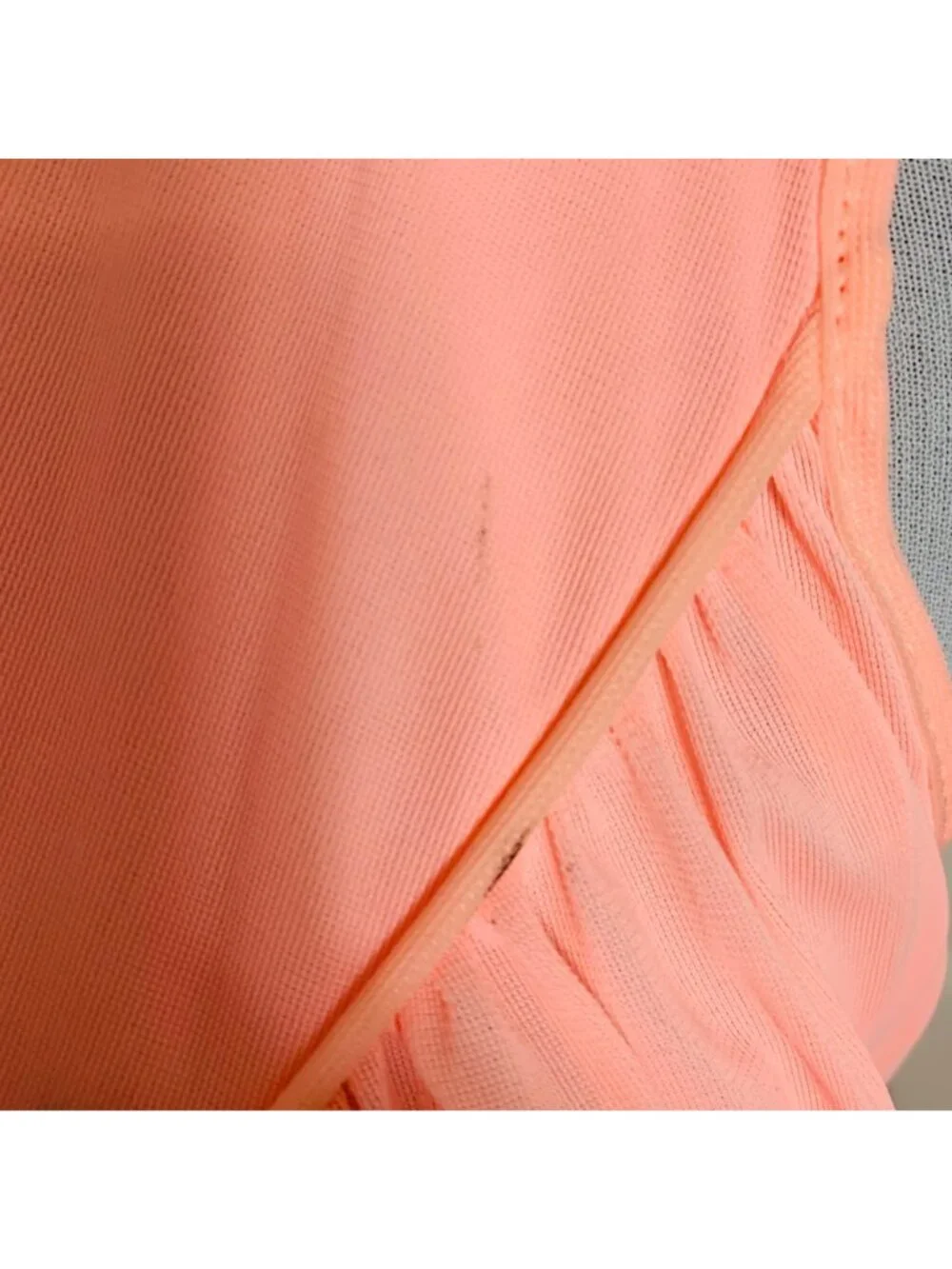 Peach Semi Sheer Maxi Nightgown VTG Size M 60s Floral Embroidered Sleeveless